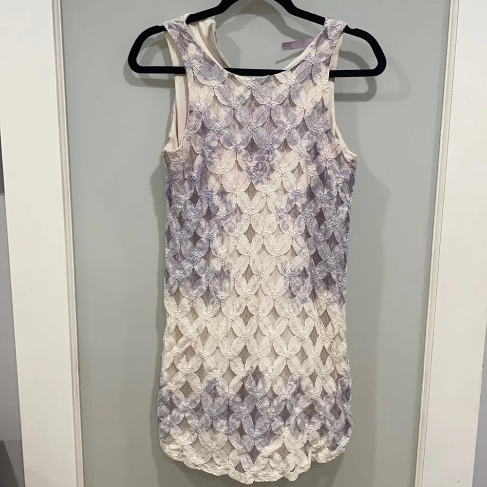 Alya Women's Light Purple White Floral Lace Mini Dress Sz S